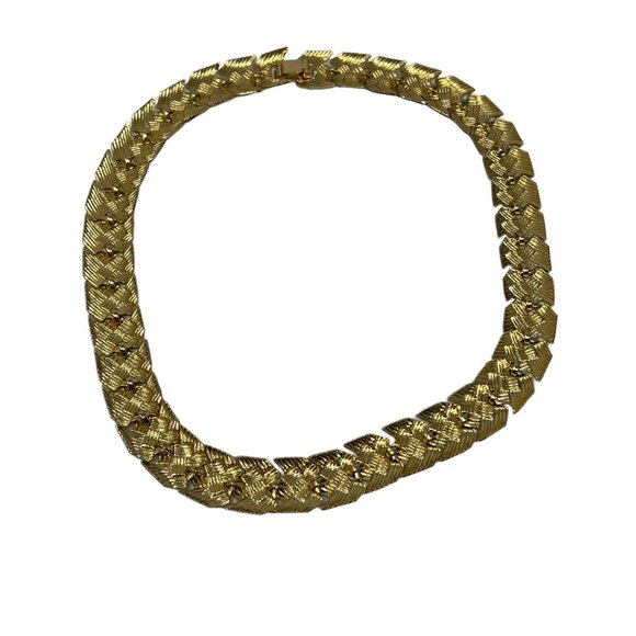 Gold Tone Choker Chain Braided Style Box Clasp 18 inch - Picture 2 of 7